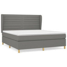 Boxspring Met Matras Stof Donkergrijs 160 x 200 cm Horizontale strepen