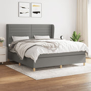 Box spring with dark gray fabric mattress 160x200 cm