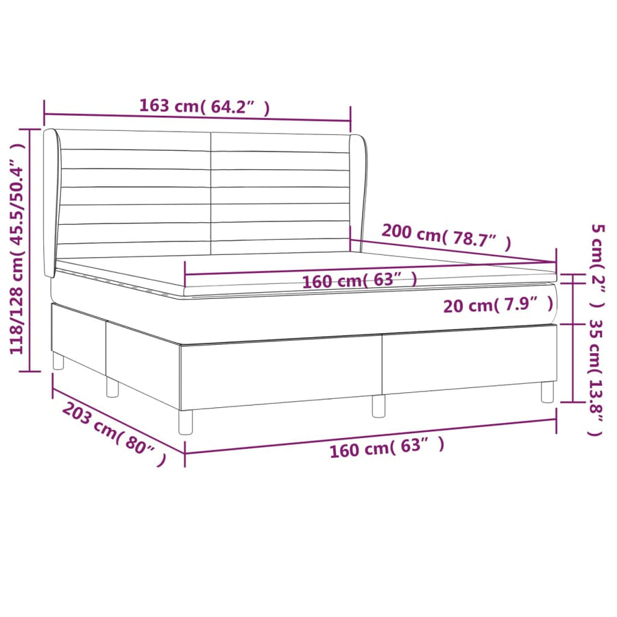 Boxspring Met Matras Stof Zwart 160 x 200 cm Horizontale strepen