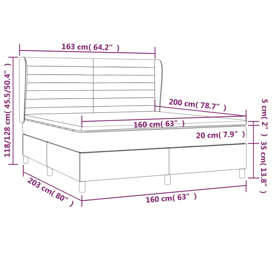 Boxspring Met Matras Stof Kleurig Crème 160 x 200 cm Horizontale strepen