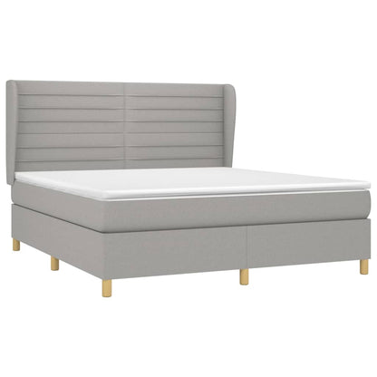 Boxspring Met Matras Stof Lichtgrijs 180 x 200 cm Horizontale strepen
