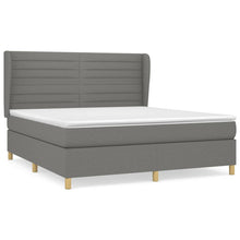 Boxspring Met Matras Stof Donkergrijs 180 x 200 cm Horizontale strepen