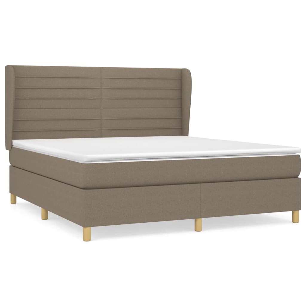 Boxspring Met Matras Stof Taupe 180 x 200 cm Horizontale strepen