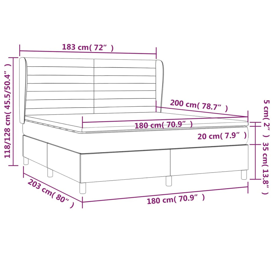 Boxspring Met Matras Stof Taupe 180 x 200 cm Horizontale strepen
