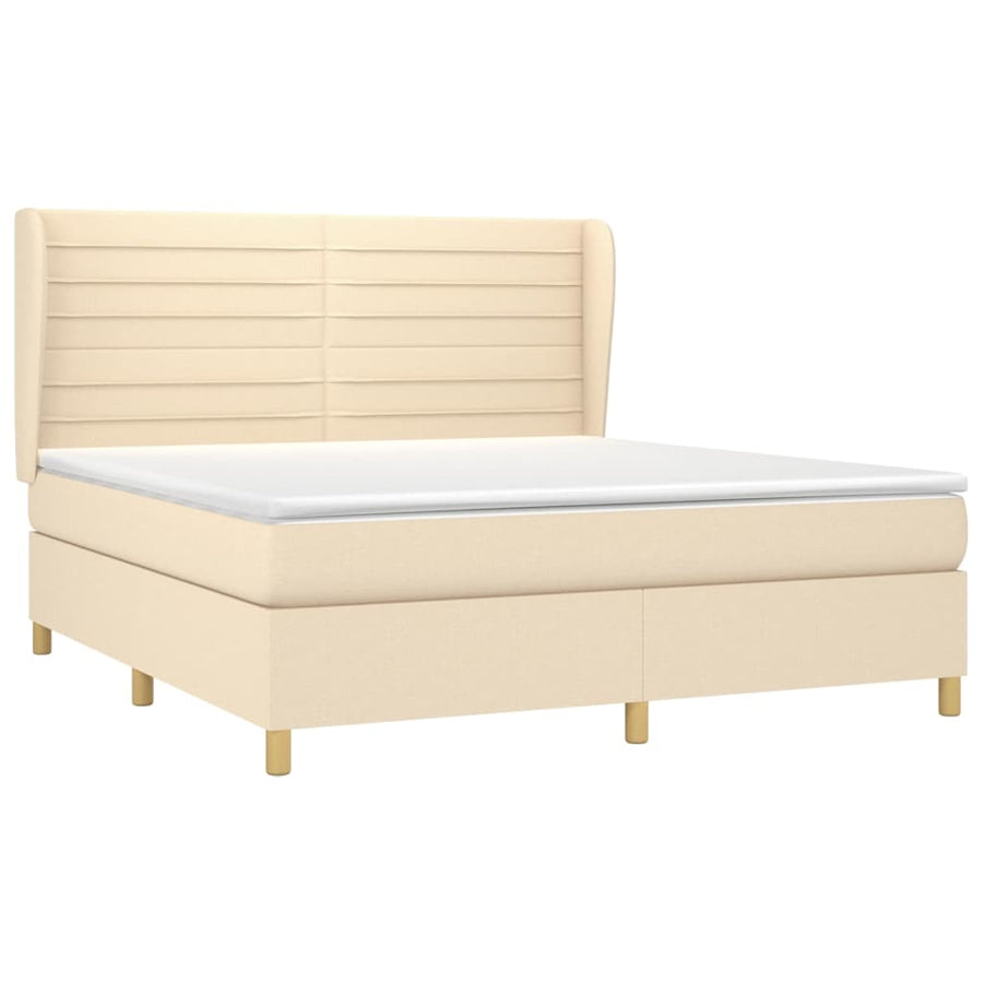 Boxspring Met Matras Stof Kleurig 180 x 200 cm Crème
