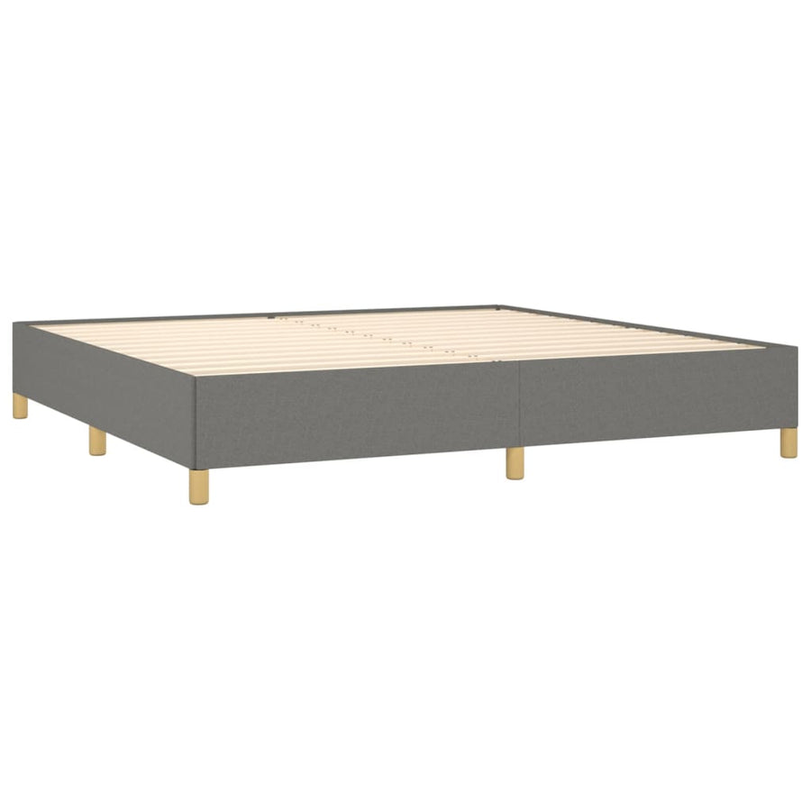 Boxspring Met Matras Stof Donkergrijs 200 x 200 cm Horizontale strepen
