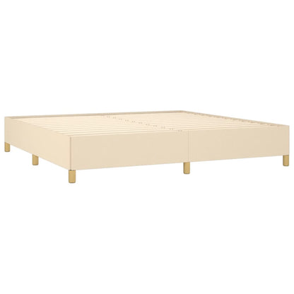 Boxspring Met Matras Stof Kleurig Crème 200 x 200 cm Horizontale strepen