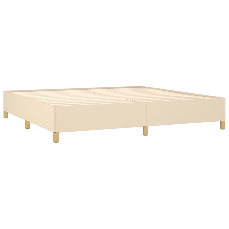 Boxspring Met Matras Stof Kleurig Crème 200 x 200 cm Horizontale strepen