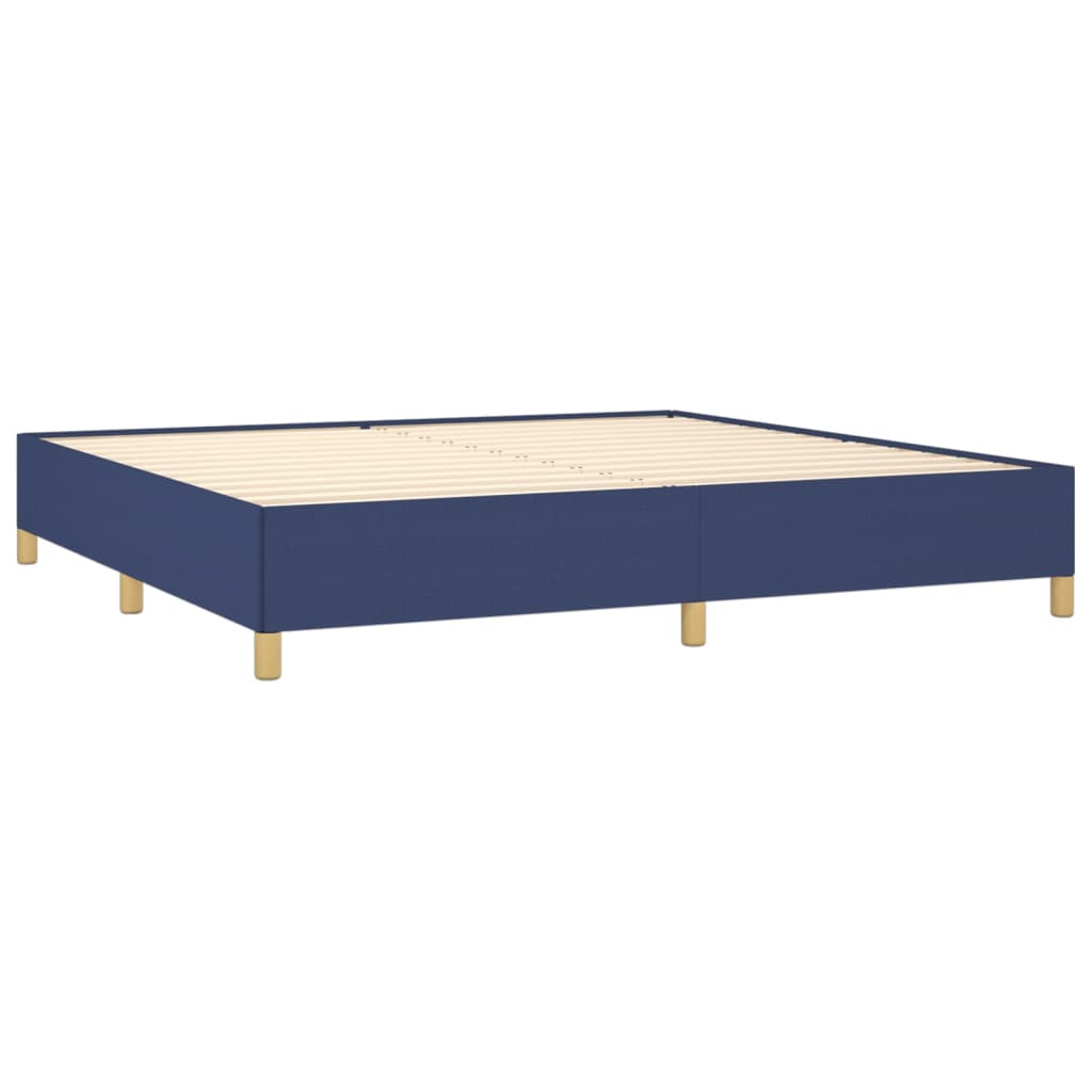 Boxspring Met Matras Stof Blauw 200 x 200 cm Horizontale strepen
