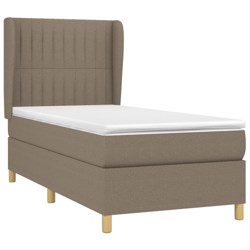 Boxspring Met Matras Stof Taupe 80 x 200 cm Verticale strepen