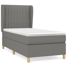 Boxspring Met Matras Stof Donkergrijs 90 x 190 cm Verticale strepen