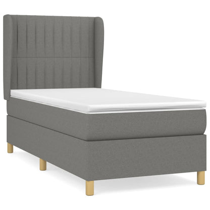 Boxspring Met Matras Stof Donkergrijs 90 x 190 cm Verticale strepen