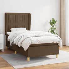 Boxspring Met Matras Stof Donkerbruin 90 x 190 cm Verticale strepen