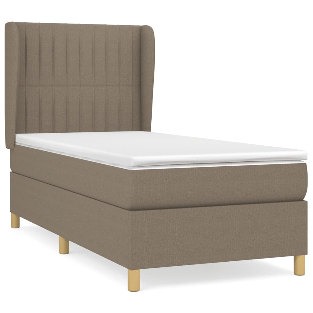 Boxspring met matras stof taupe 90x190 cm 90 x 190 cm Verticale strepen