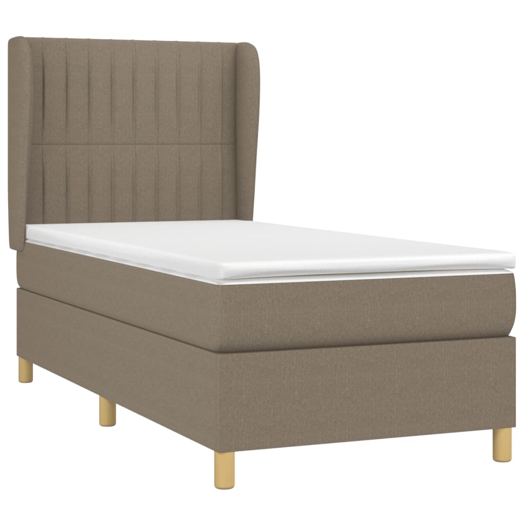 Boxspring met matras stof taupe 90x190 cm 90 x 190 cm Verticale strepen