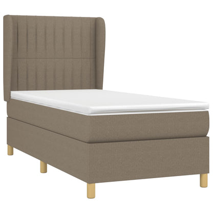Boxspring met matras stof taupe 90x190 cm 90 x 190 cm Verticale strepen
