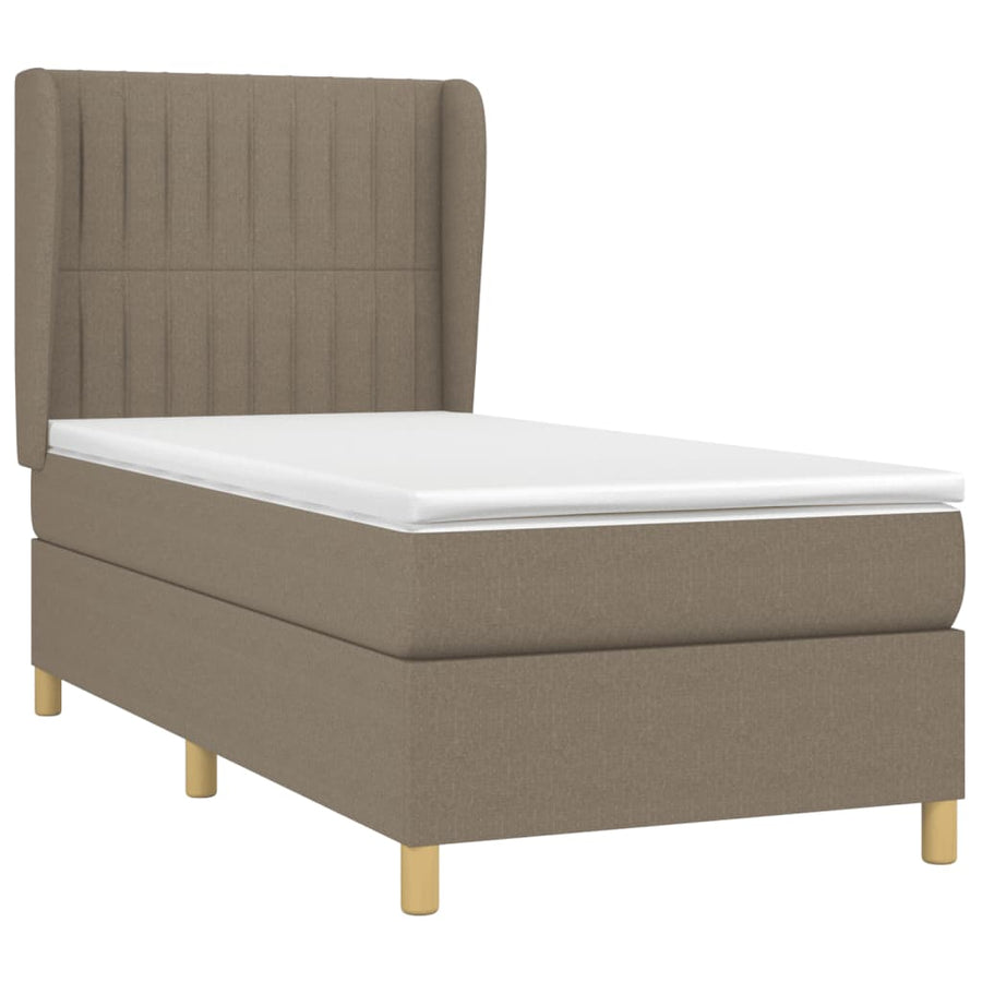 Boxspring met matras stof taupe 90x190 cm 90 x 190 cm Verticale strepen