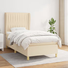 Boxspring met matras stof crèmekleurig 90x190 cm 90 x 190 cm Crème