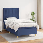 Boxspring Met Matras Stof Blauw 90 x 190 cm Verticale strepen