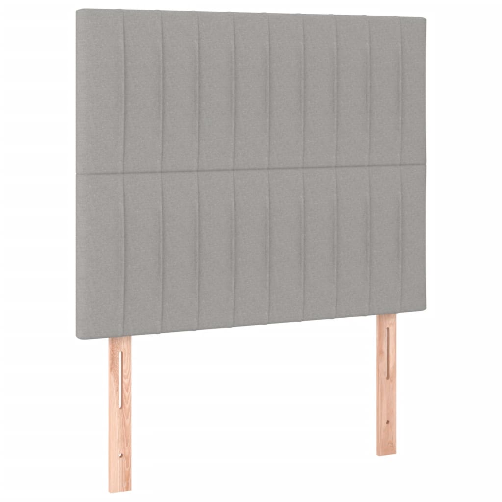 Boxspring Met Matras Stof Lichtgrijs 90 x 200 cm Verticale strepen