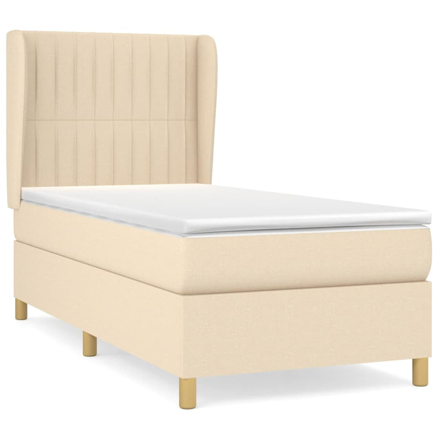 Boxspring met matras stof crèmekleurig 90x200 cm 90 x 200 cm Crème