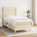 Boxspring met matras stof crèmekleurig 90x200 cm