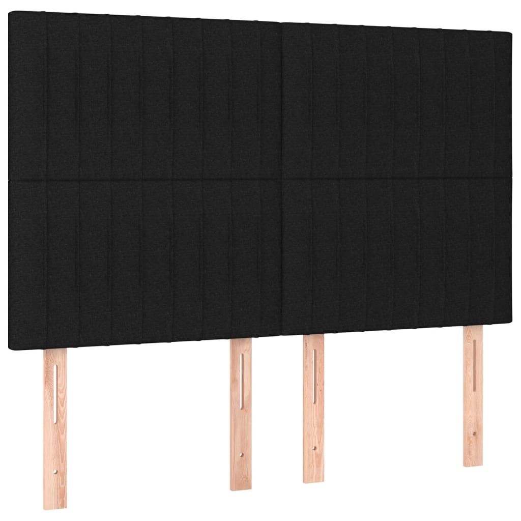 Boxspring Met Matras Stof Zwart 140 x 190 cm Verticale strepen