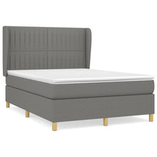 Boxspring Met Matras Stof Donkergrijs 140 x 200 cm Verticale strepen