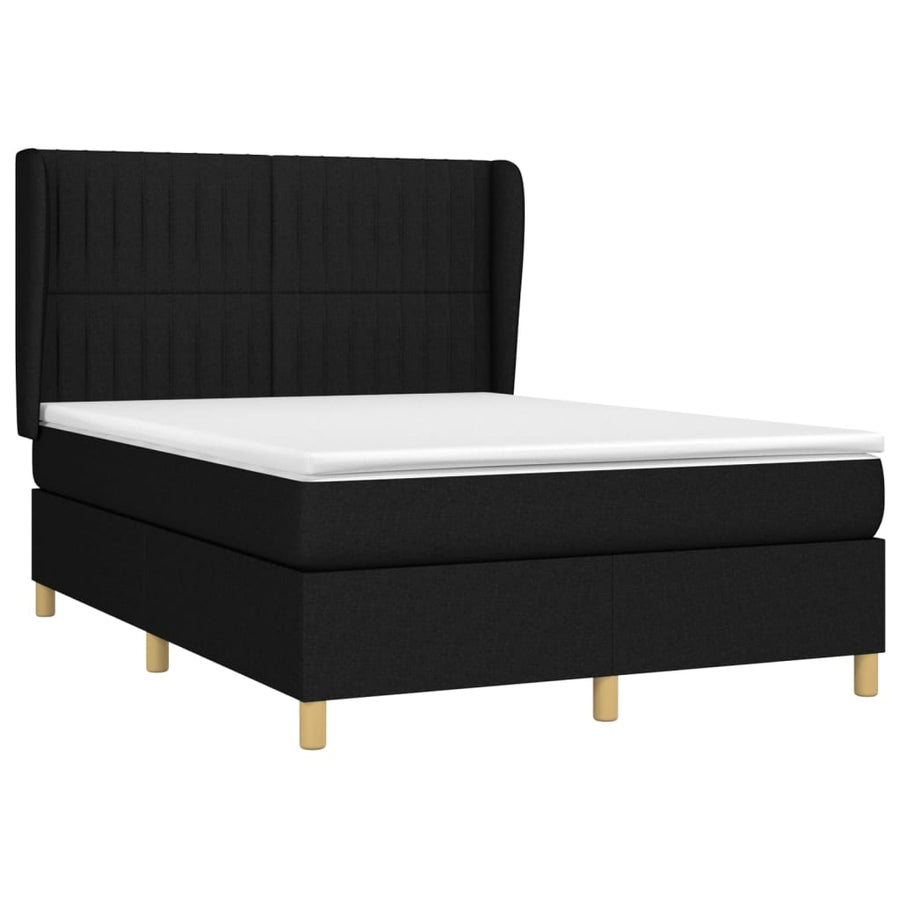Boxspring Met Matras Stof Zwart 140 x 200 cm Verticale strepen