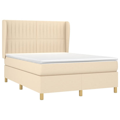 Boxspring Met Matras Stof Kleurig Crème 140 x 200 cm Verticale strepen