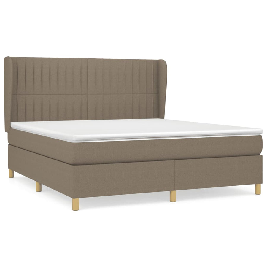 Boxspring Met Matras Stof Taupe 160 x 200 cm Verticale strepen
