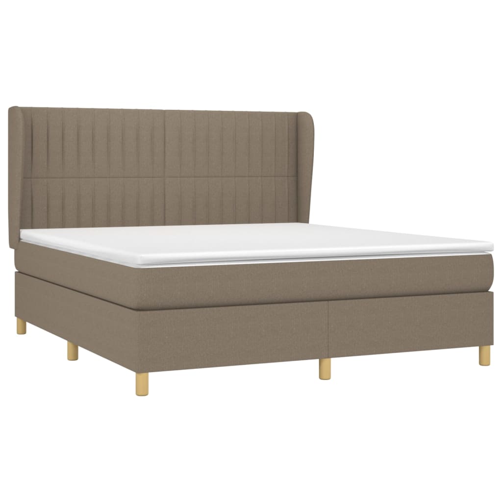Boxspring Met Matras Stof Taupe 160 x 200 cm Verticale strepen