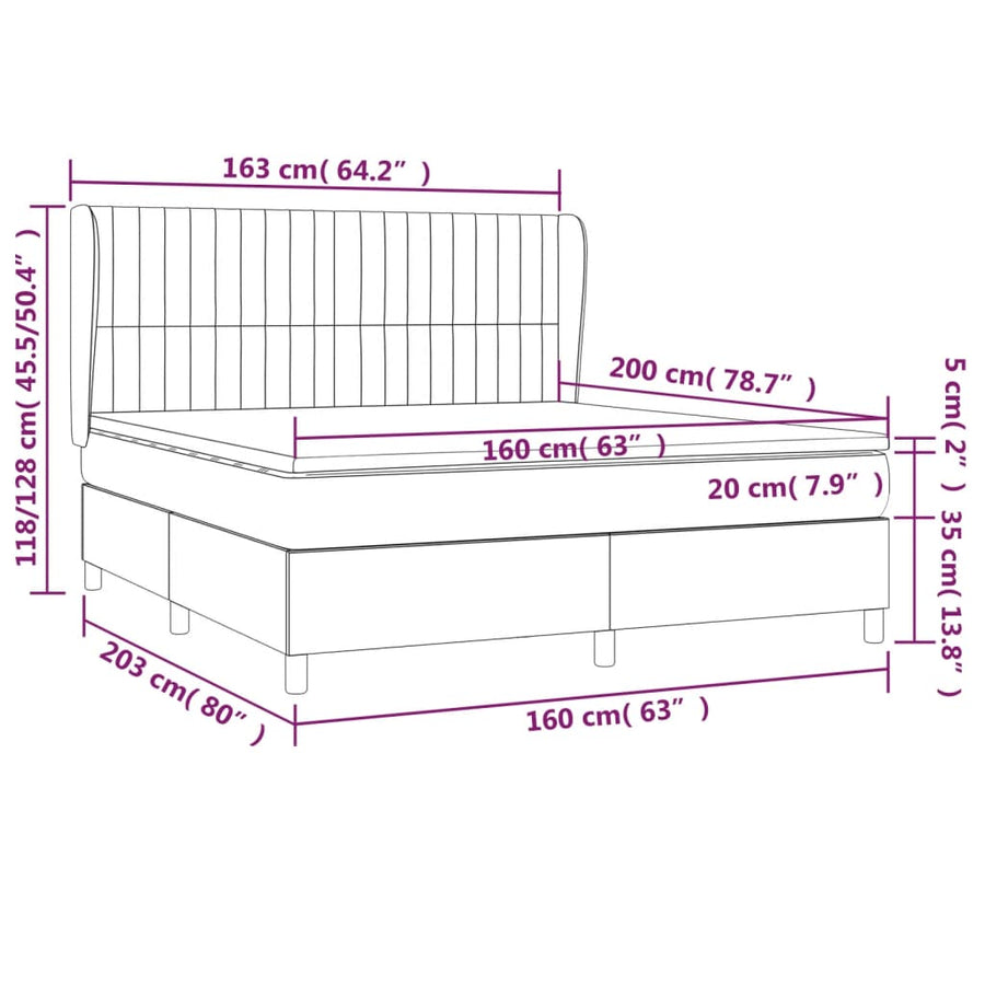 Boxspring Met Matras Stof Taupe 160 x 200 cm Verticale strepen
