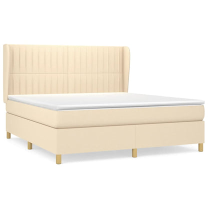 Boxspring Met Matras Stof Kleurig Crème 160 x 200 cm Verticale strepen