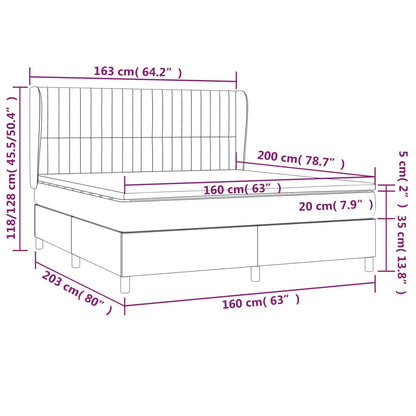 Boxspring Met Matras Stof Kleurig Crème 160 x 200 cm Verticale strepen