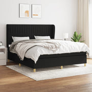 Box spring with mattress, black fabric, 180x200 cm
