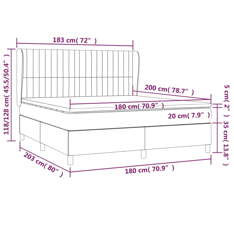 Boxspring Met Matras Stof 180 x 200 cm Donkerbruin