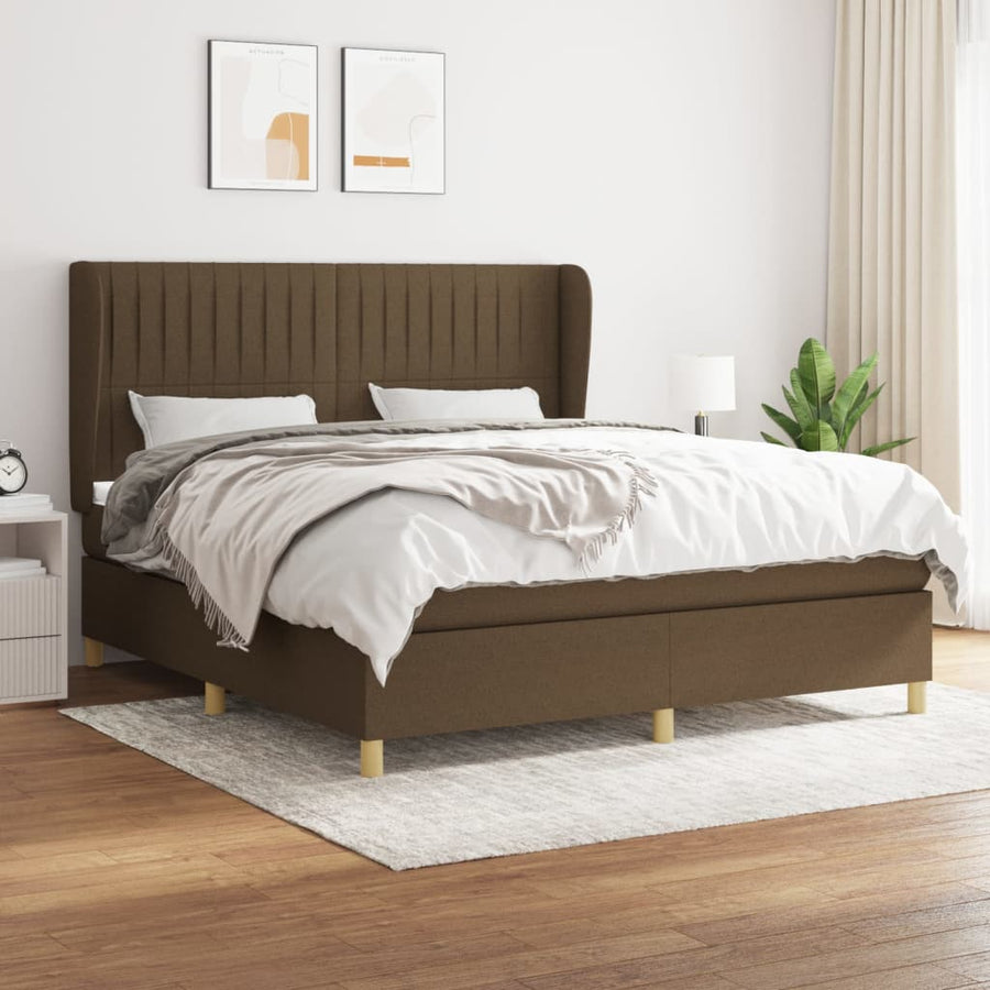 Boxspring Met Matras Stof 180 x 200 cm Donkerbruin