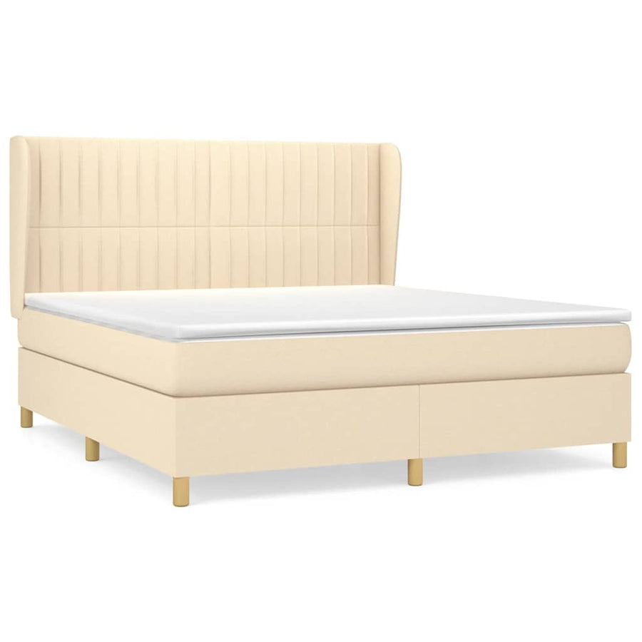 Boxspring met matras stof crèmekleurig 180x200 cm
