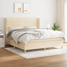 Boxspring Met Matras Stof Crèmekleurig 180X200 Cm 180 x 200 cm Verticale strepen