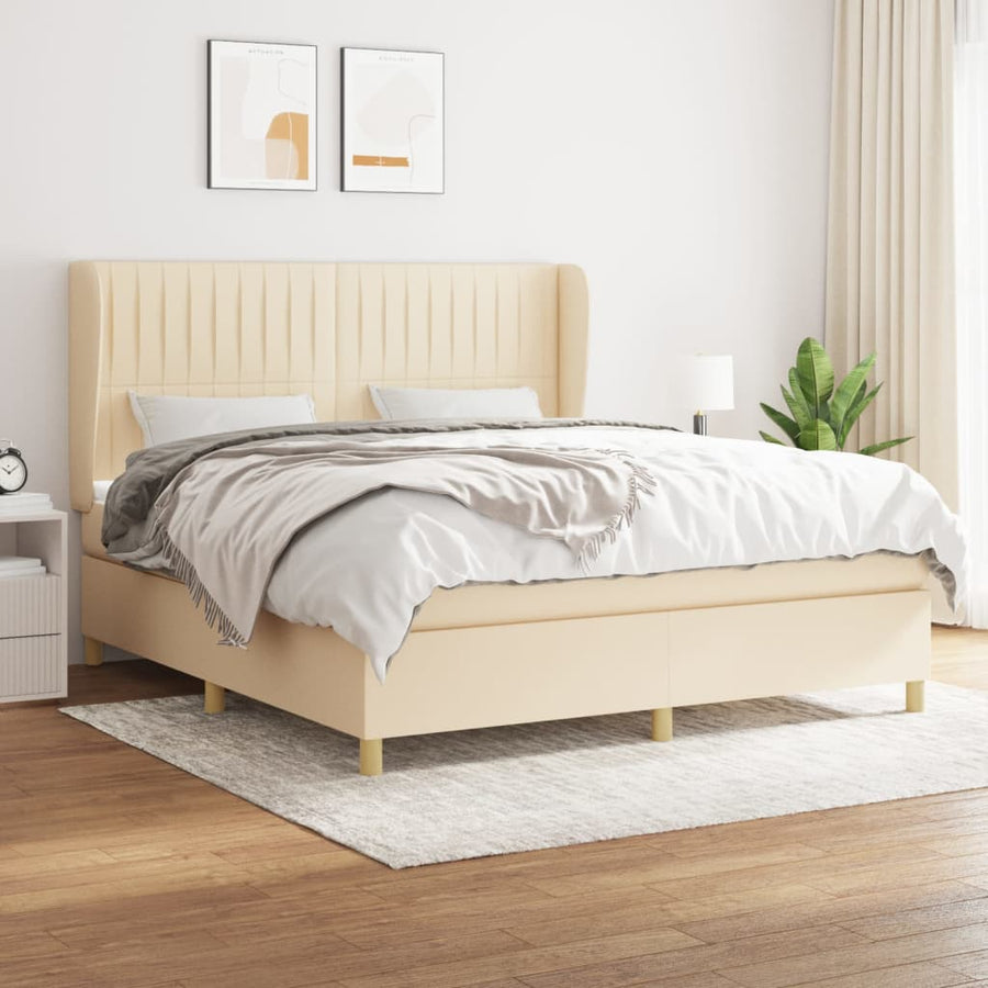 Boxspring met matras stof crèmekleurig 180x200 cm