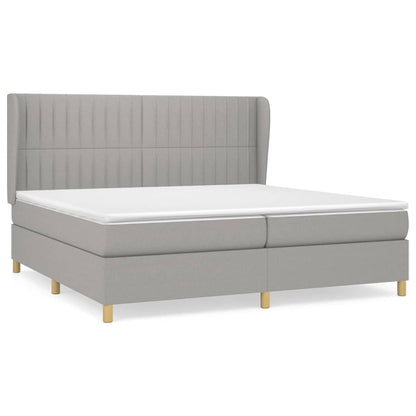 Boxspring Met Matras Stof Lichtgrijs 200 x 200 cm Verticale strepen