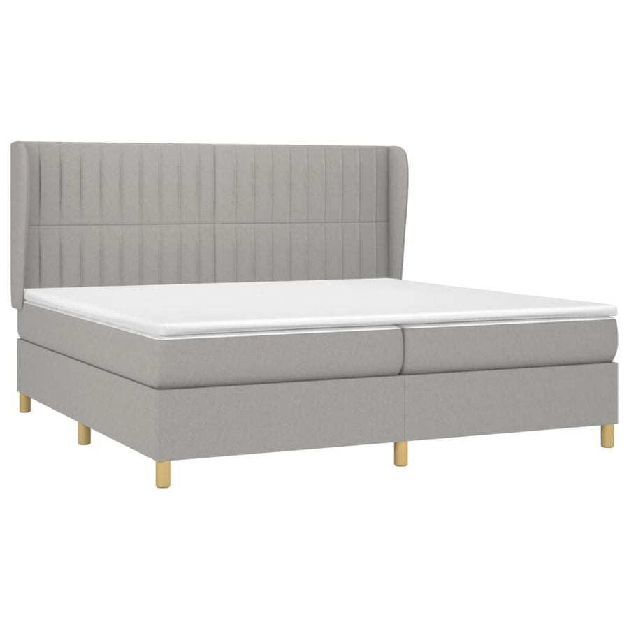 Boxspring Met Matras Stof Lichtgrijs 200 x 200 cm Verticale strepen
