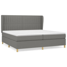 Boxspring Met Matras Stof Donkergrijs 200 x 200 cm Verticale strepen