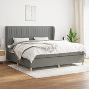 Box spring with dark gray fabric mattress 200x200 cm
