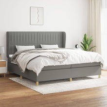 Boxspring Met Matras Stof Donkergrijs 200 x 200 cm Verticale strepen