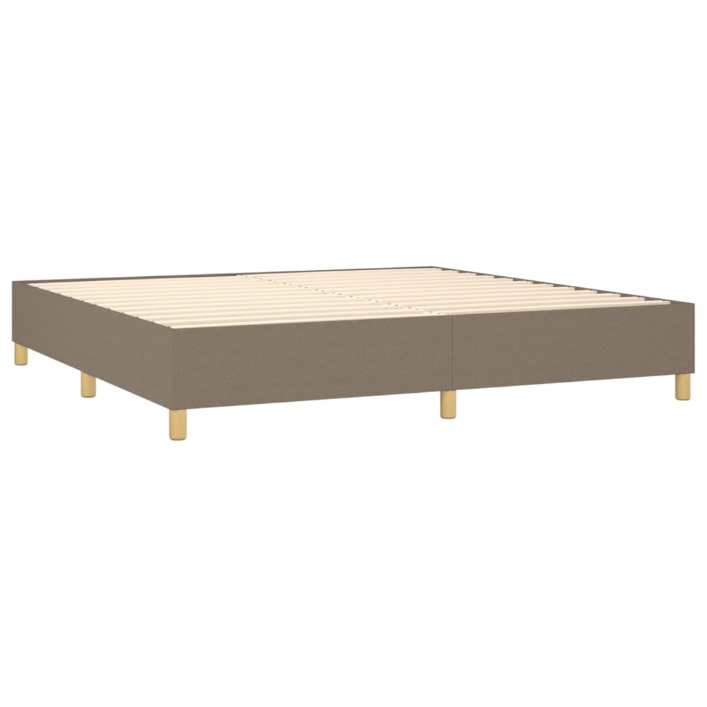 Boxspring met matras stof taupe 200x200 cm 200 x 200 cm Verticale strepen
