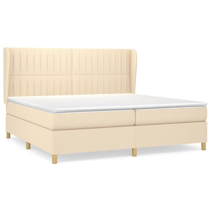Boxspring Met Matras Stof Kleurig Crème 200 x 200 cm Verticale strepen