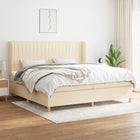 Box spring with fabric mattress cream-coloured 200x200 cm