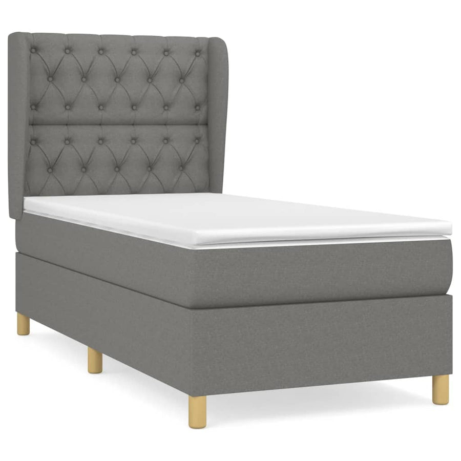 Boxspring Met Matras Stof Donkergrijs 80 x 200 cm Getuft ontwerp